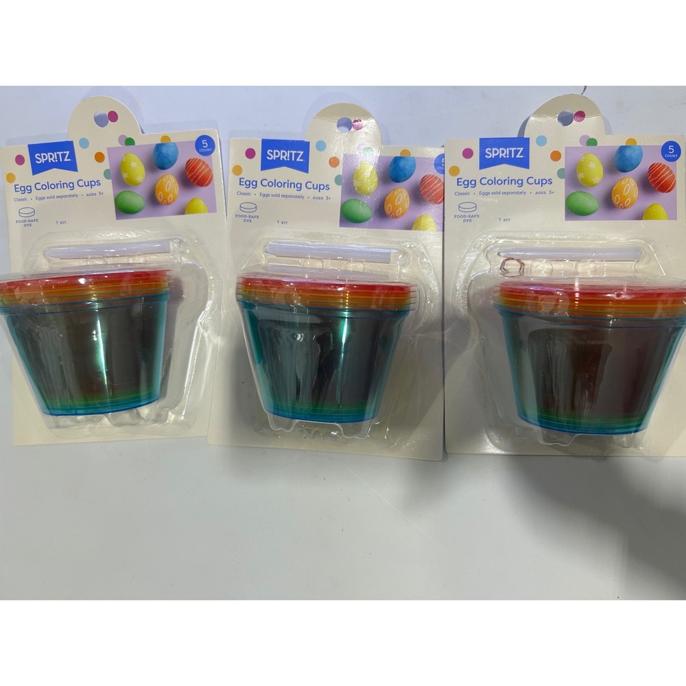 Spritz Easter Egg Coloring Cups Kit 3-Pack Bundle Rainbow Food-Safe Dye 5 Count